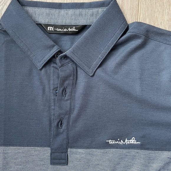 EUC Travis Mathew Spooky Season Golf Polo Two Tone Navy - Blue Night - Size S - Picture 2 of 11